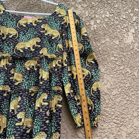 Just‎ Darviny Jungle Safari Tiger Animal Print Mini Dress Floral Tiered Medium - Picture 13 of 14